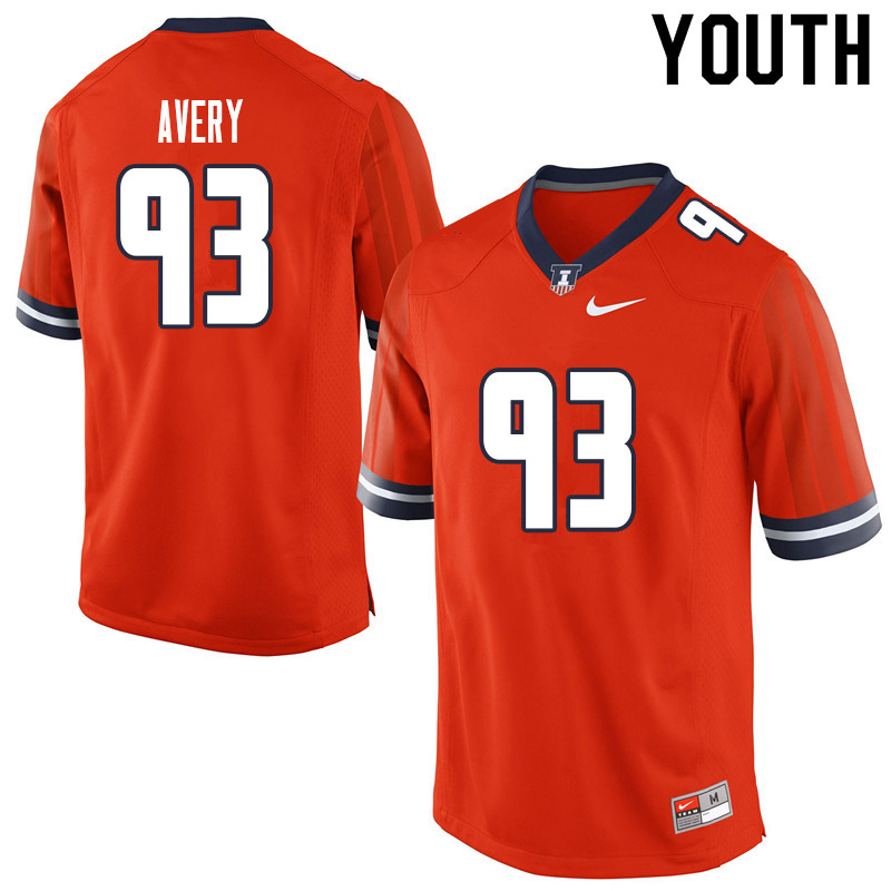 Youth #93 Calvin Avery Illinois Fighting Illini College Football Jerseys Sale-Orange